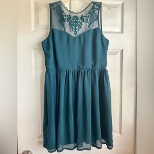 Teal Cocktail Mini Dress